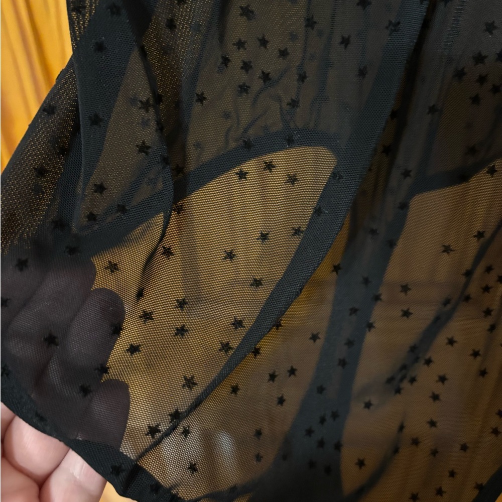 Colsie Black Sheer Star Bodysuit - Picture 2 of 5